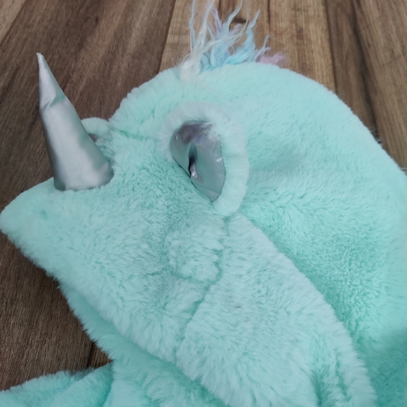 Cat & Jack Hooded Unicorn Faux Fur Thick Winter Green Coat Girls Size Large - Picture 4 of 8